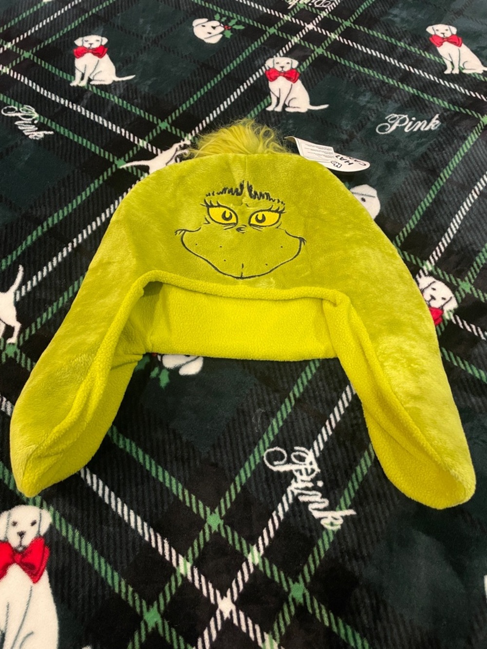 Dr. Seuss Grinch Plush Earflap Hat - Lime Green